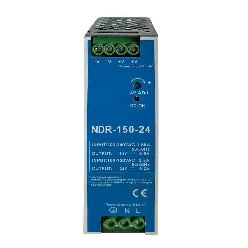 2.5A 12V 5.2A 24V NDR150W Industrial DIN Rail Mounted AC TO DC Single Output Switching Power Supply