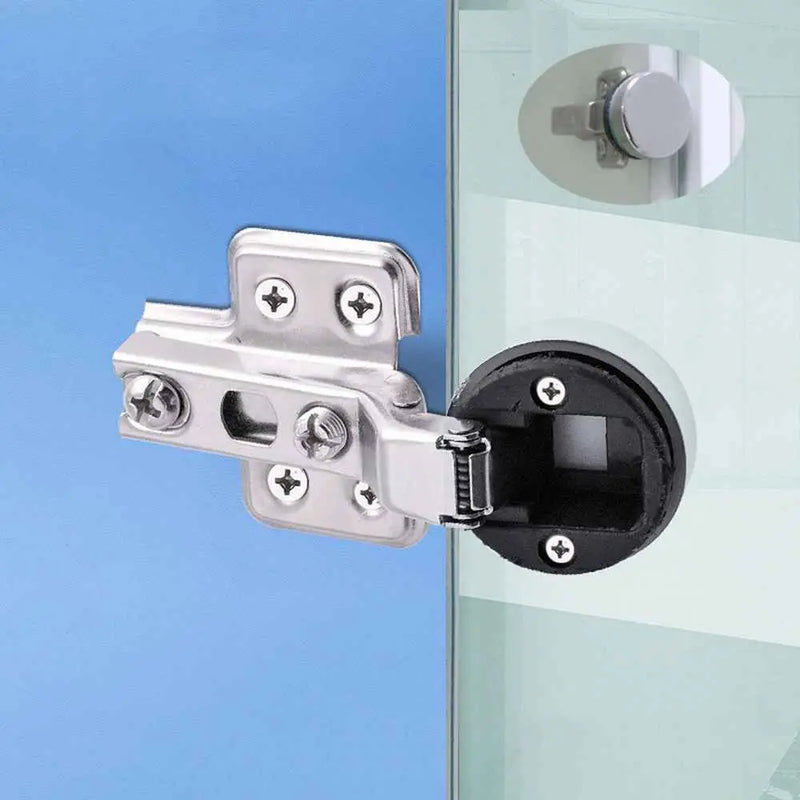 2PCS Home No Hole Interior Hardware Furniture Supplies Cabinet  Hinge Clip Glass Door Hinge Window Accessories