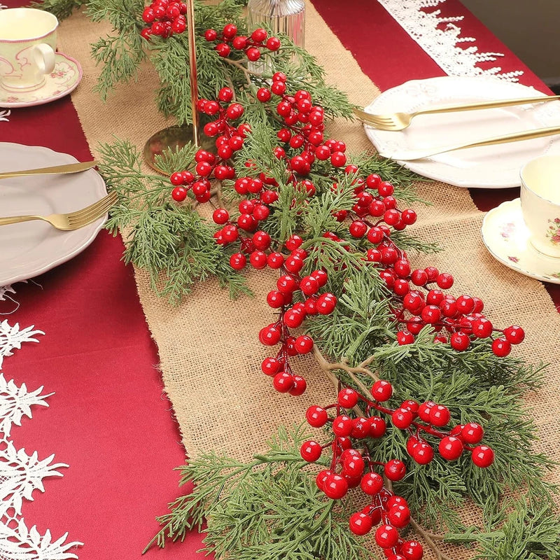 10/1Pcs Artificial Red Berries Stems Plastic Christmas Holly Berries Branches DIY Xmas Tree Ornaments New Year Party Decor Gifts