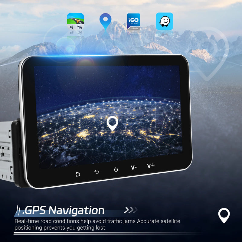 Hikity 2+32G Android 1 Din Car Stereo Radio Carplay Multimedia Player with Android auto Bluetooth WiFi GPS FM Radio Split-Screen