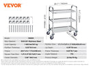 SucceBuy Stainless Steel Cart 3/2/1 Layers Lab Utility Cart Medical Cart w/ Lockable Universal Wheels for Clinic Kitchen Salon