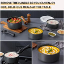Non Stick Saucepan Set with Removable Handle and Sealing Lids, Non Stick Pot Set for Induction Hobs