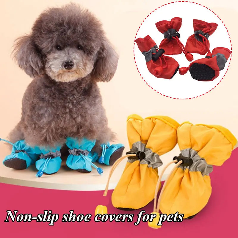 New 4pcs/set Waterproof Pet Dog Shoes Chihuahua Anti-slip Rain Boots For Small Cats Dogs Puppy Wear-resistant Dog Pet Booties