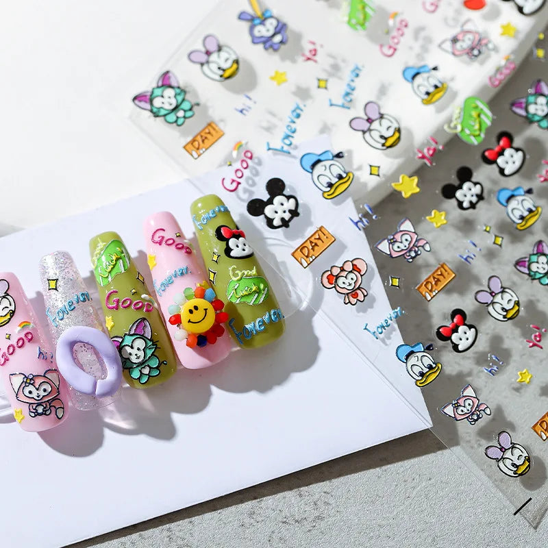 1PCS 5D Cartoon Kuromi Hello Kitty Nail Stickers Sanrio Animation Nail Art Decoration Sanrio Cute Melody Embossed Stickers