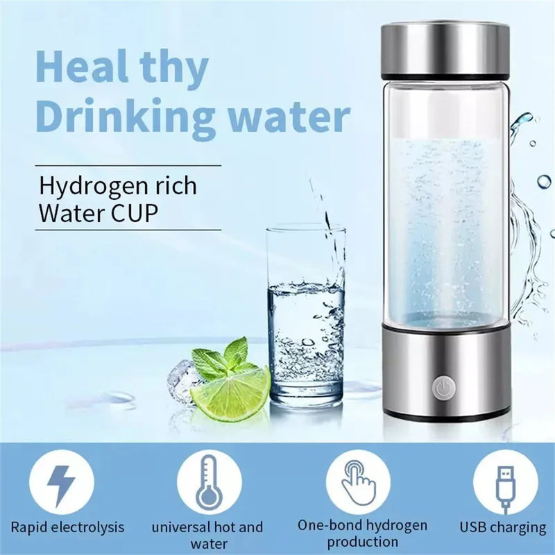 1pc 450ml Portable Hydrogen Water Generator 3 Minutes Mode High Concentration Hydrogen Water Generator