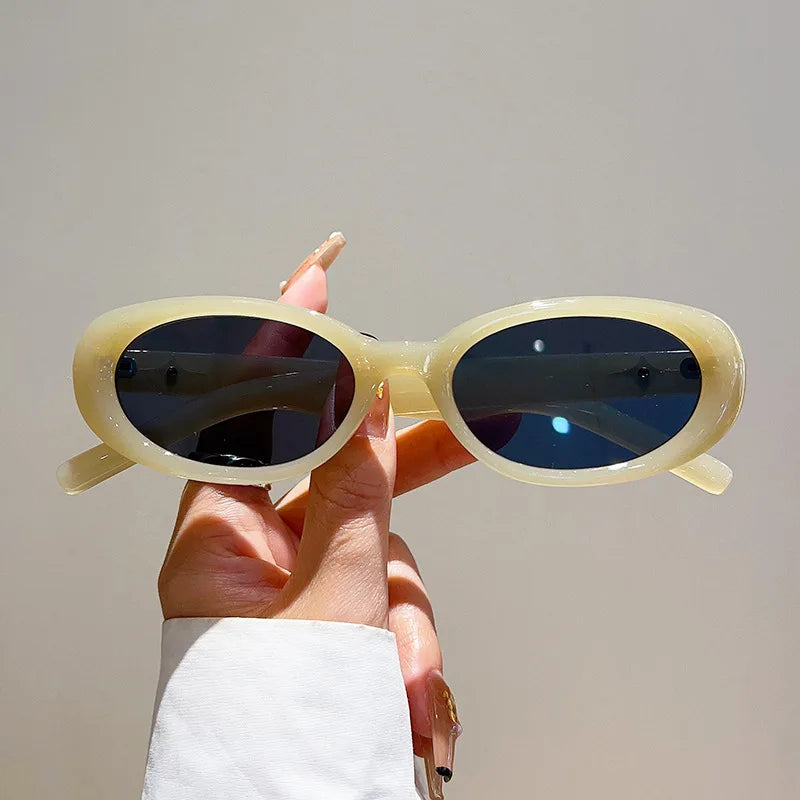 Vintage Brand Designer Oval Sunglasses Women Luxury Fashion Sun Glasses For Men Trendy Punk Luxury Rivet Star Cool Shades UV400