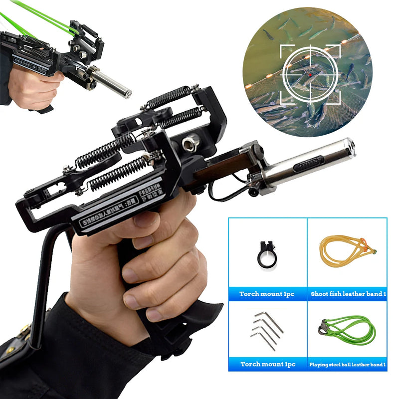 Professional Slingshot Metal Laser Fishing Hunting Catapult Outdoor Shooting Sports High Duty Powerful Sling Shot Arrow Rest