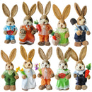 2024 New Rustic Cute Straw Rabbits Bunny Decorations Easter Party Home Garden Wedding Ornament Photo Props Crafts 35cm Decor
