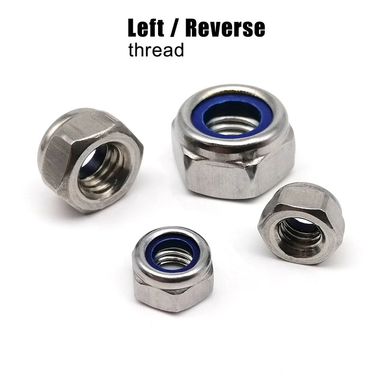 Left Hand Thread M4 M5 M6 M8 M10 M12 M16 304 A2 Stainless Steel Reverse Rotate Hexagon Nylon Insert Self Lock Nut Nylock Locknut