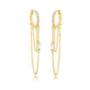 ANDYWEN 925 Sterling Silver Long Chain Hoops Line Crystal CZ Loops Circle Double Chain Round Piercing Women Luxury Jewelry