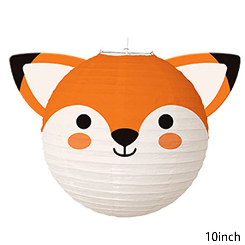 Fox Birthday Decorations Balloon Cupcake Toppers Woodland Animals Theme Party Dress Up Supplies Fox Paper Lantern Kids Gifts