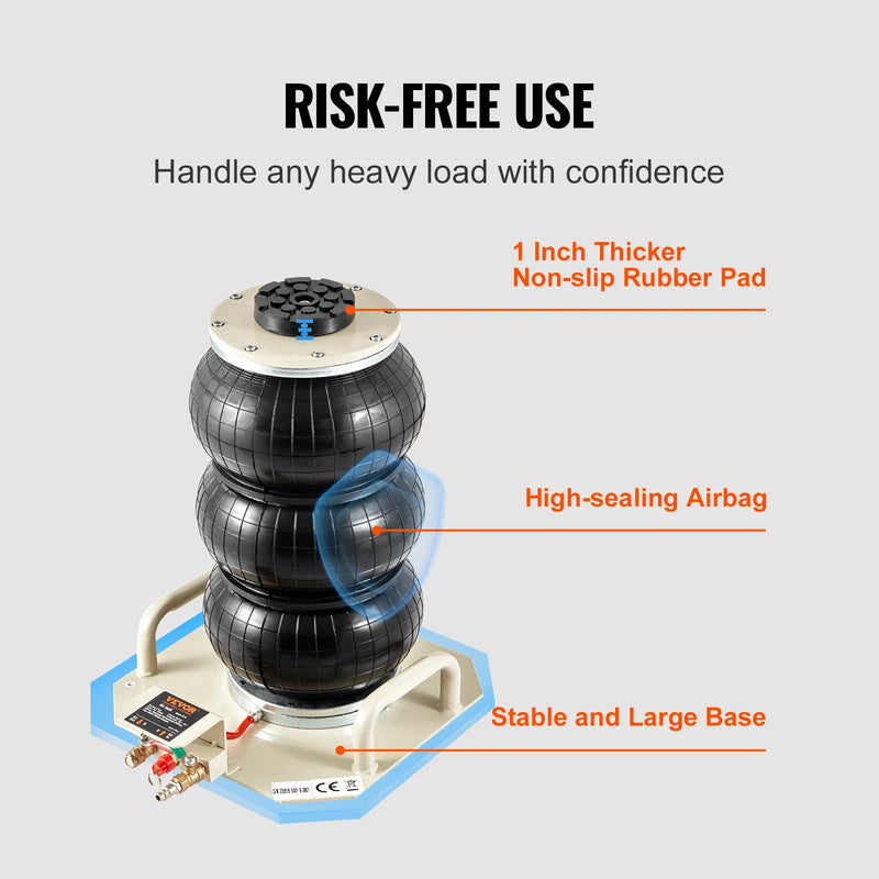 SucceBuy Air Jack 3 Ton Double Bag Air Jack Air Bag Jack Lift Up 3-5s Fast Lifting Air Bag Jack for Cars with Short Handle