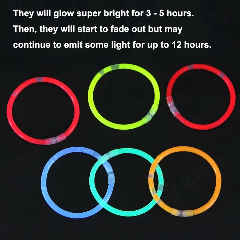 50/100/200pcs Colorful Glow Stick Christmas Fluorescence Lights Bracelets Neon For Wedding Party Concert Children Gifts Decor