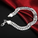 Promotion 100% Authentic 925 Sterling Silver Women Chain Bracelet 10MM Wholesale Fashion Men's Jewelry Silver Men Bracelet