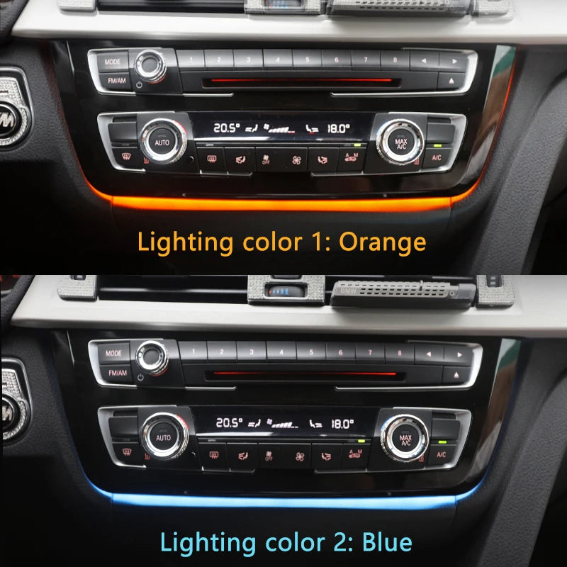 radio trim led dashboard center console light with blue and orange AC panel Atmosphere lighting For BMW 3 & 4 series F30 F31 F32