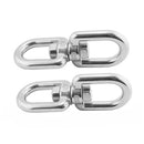 2Pc Double Ended Swivel Eye Hook 304 Stainless Steel Rotation Buckle Swivel Shackle Ring Outdoor Rock Climbing Hiking Carabiner