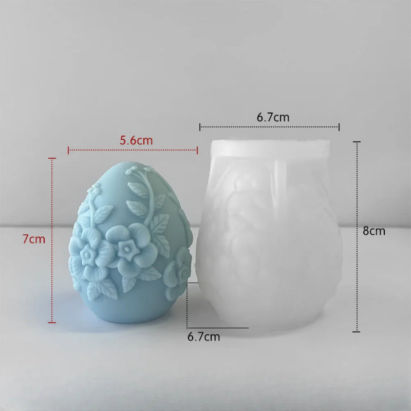 Easter Egg Silicone Candle Mold Aromatherapy Plaster DIY Craft Candles Making Tools Ornaments Embossed Flower Egg Mold