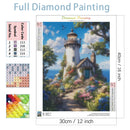 PhotoCustom Full Round Diamond Painting Lighthouse Scenery Picture Of Rhinestones 5d Diy Home Decorative Friend Gift