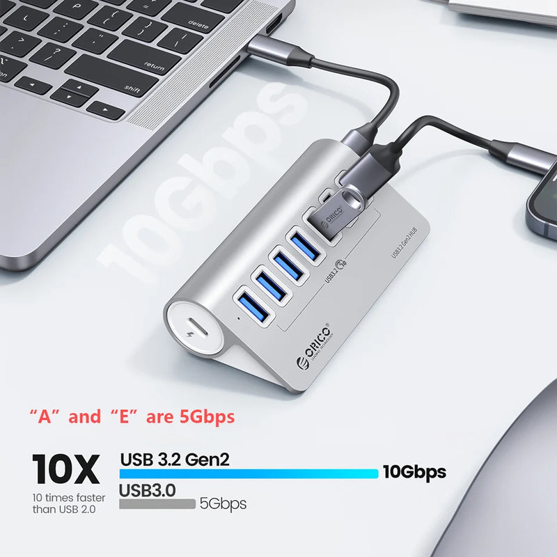 ORICO Multiple USB A Type C Hub 4/7 Slot Docking Station Multi USB 3.0 Port Splitter Extensor Charge Adapter for Macbook Laptop