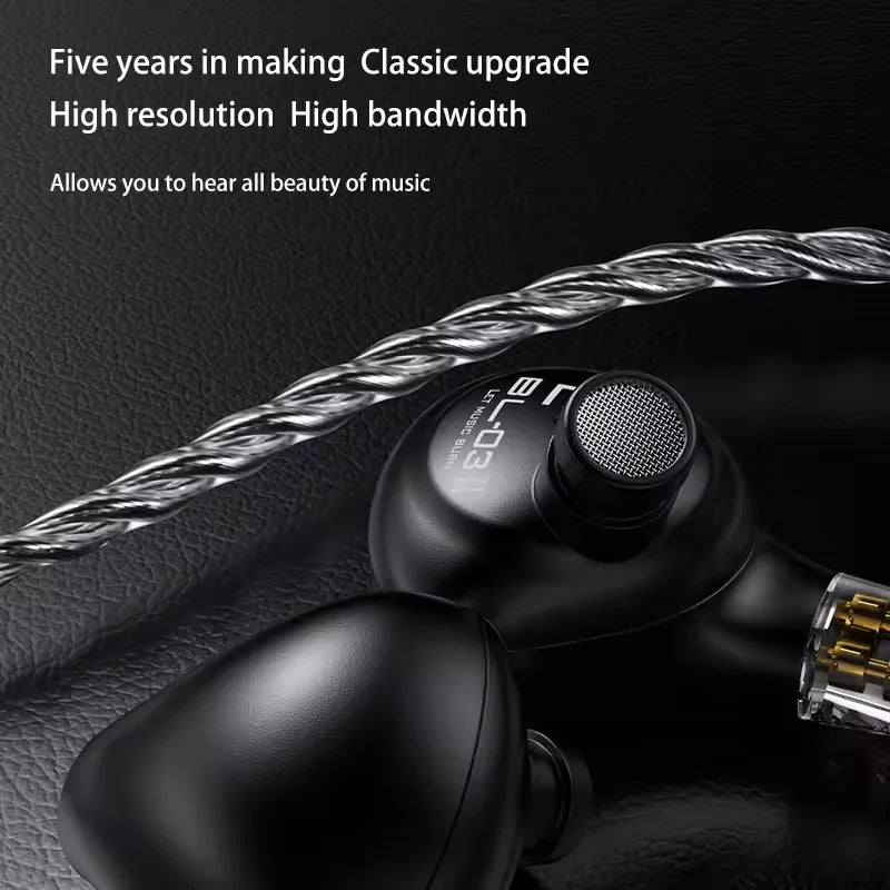 BLON BL03 II 10mm Dual-Chamber Dynamic Driver IEM Hifi Music Earphones with 0.78mm 2-Pin Detachable Cable Compatibility