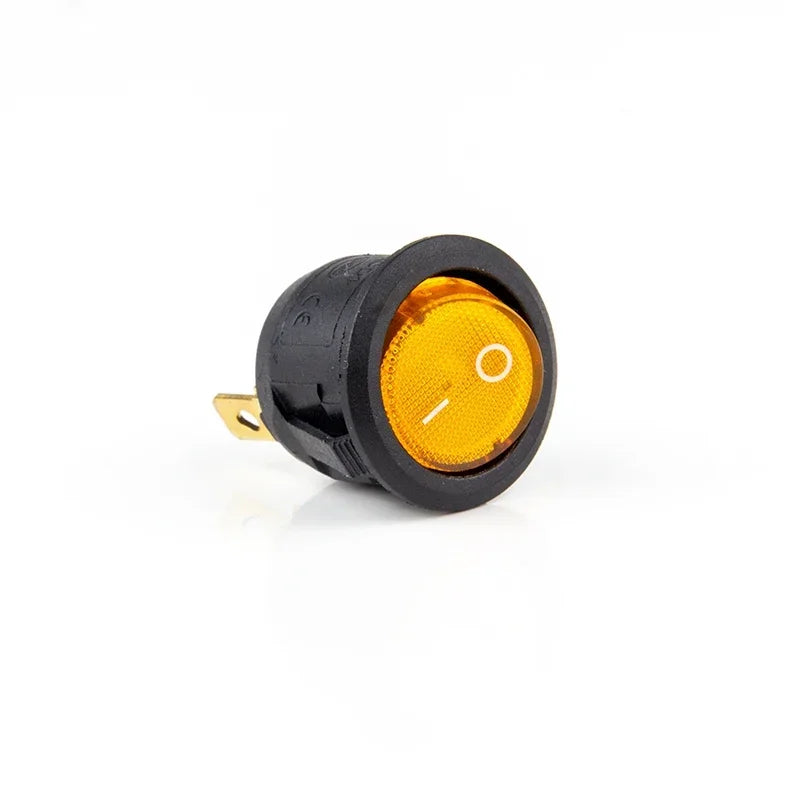 1Pcs ON/OFF Round Rocker Toggle Switch 6A/250VAC 10A 125VAC Power Switch Cap with Plastic Push Button Switch 2PIN 3PIN LED Light