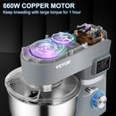 VEVOR Stand Mixer 660W Electric Dough Mixer with 6 Speeds LCD Screen Timing 5.8 Qt Stainless Steel Bowl Dough Hook Flat Beater