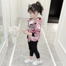 Fashion Shiny Baby Girl's Bomber Jacket New Spring Fall Baseball Jacket Girl Kids Bright Outerwear Tops Outfits Windbreaker Coat