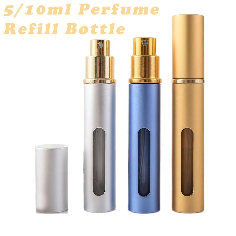 5ml/10ml Perfume Refill Bottle Liquid Mini Metal Sprayer Refillable Aluminum Empty Glass Portable Containers Atomizer Travel Por