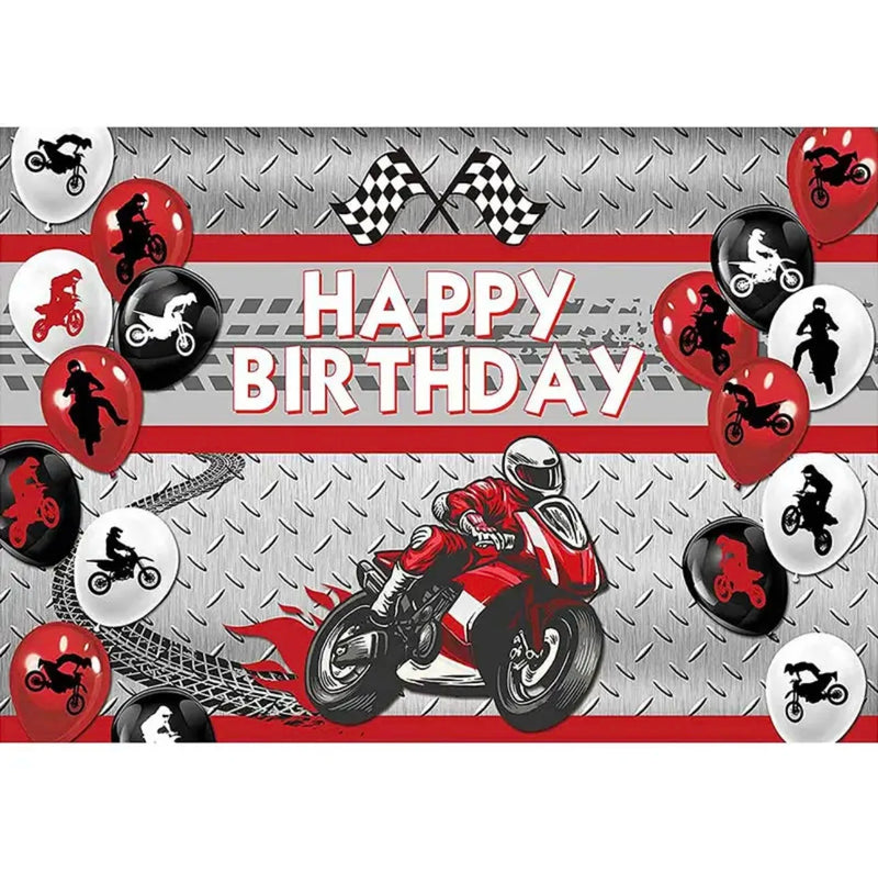 Motocross Racing Theme Backdrop Motorcycle Dirt Bike Photography Background for Boys Birthday Party Decoration Cake Table Banner