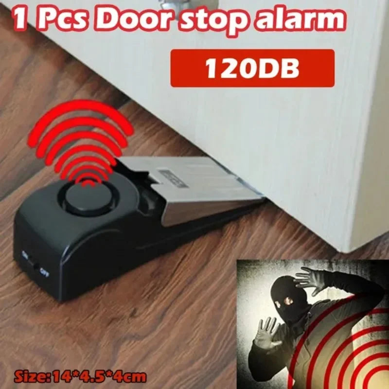 Mini Wireless Alarm Door Stop Alarm 120dB Great for Home Wedge Shaped Stopper Alert Security System Block Blocking System