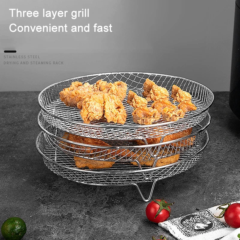 8 inch Air Fryer Racks, Air Fryer Universal Accessories, Baking Rack,Round Stackable Grill, Fit All Airfryer 4.2Qt - 5.8Qt