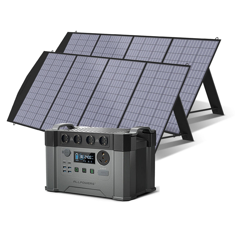 ALLPOWERS S2000 Pro Outdoor Generator 2400W MPPT Portable Power Station with 4X100W  Folable Solar Panels for RV Camping, Home