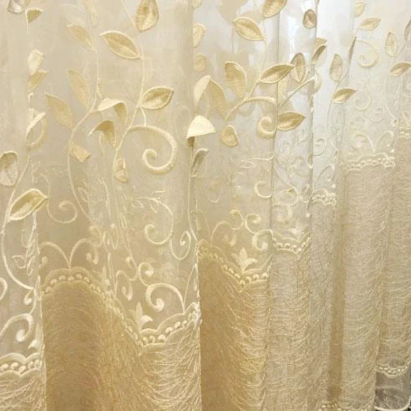 European Style Embroidered Curtains Tulles for Living Room Bedroom Dining Luxury Sheer Voile Yarn Transparent High Grade Drape