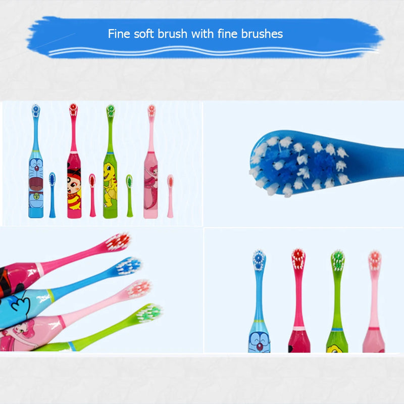 Children Electric Toothbrush with Replaceable Head Cartoon Patterns IPX7 Waterproof 23000 Times Automatic Mute Sonic Toothbrush