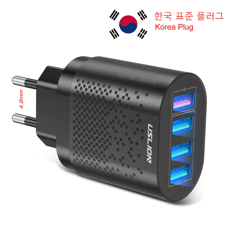 USLION 48W USB Charger EU KR AU Plugs USB Fast Charging QC3.0 Wall Charger For iPhone Samsung Xiaomi Mobile Phone Adapter Travel