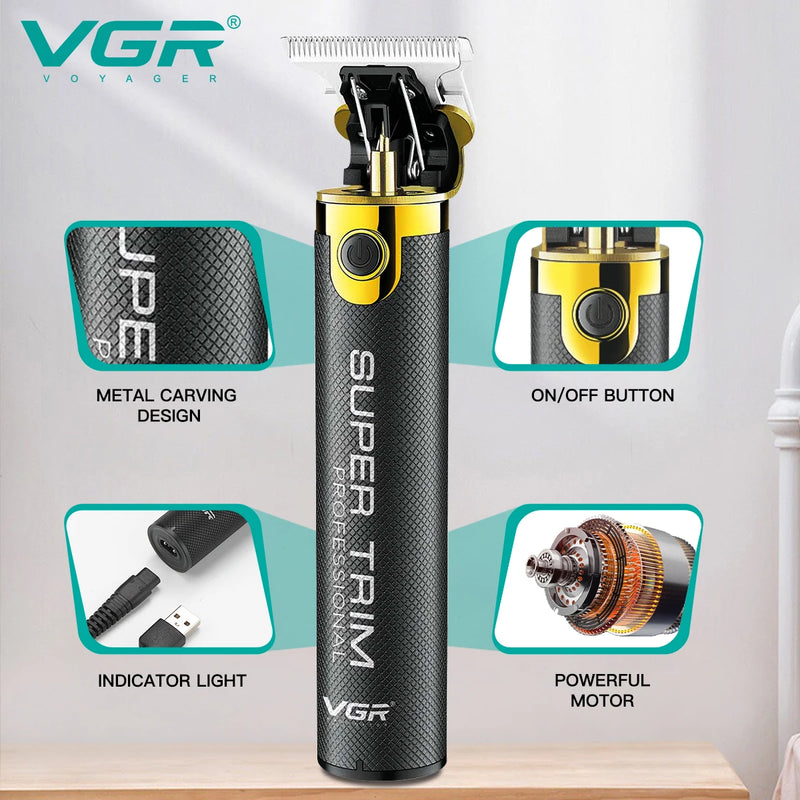 VGR Hair Trimmer T9 Mens Electric Hair Clipper Professional Hair Cutting Machine T9 Metal Shell Barber Trimmer for Men V-082