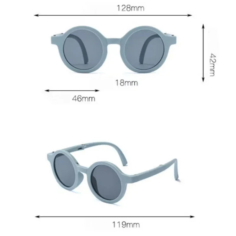 New Children's Folding Small Frame Circle Sunglasses Girls Brand Designer Circle Sun Glasses Cute Baby Sunshade Eyewear UV400