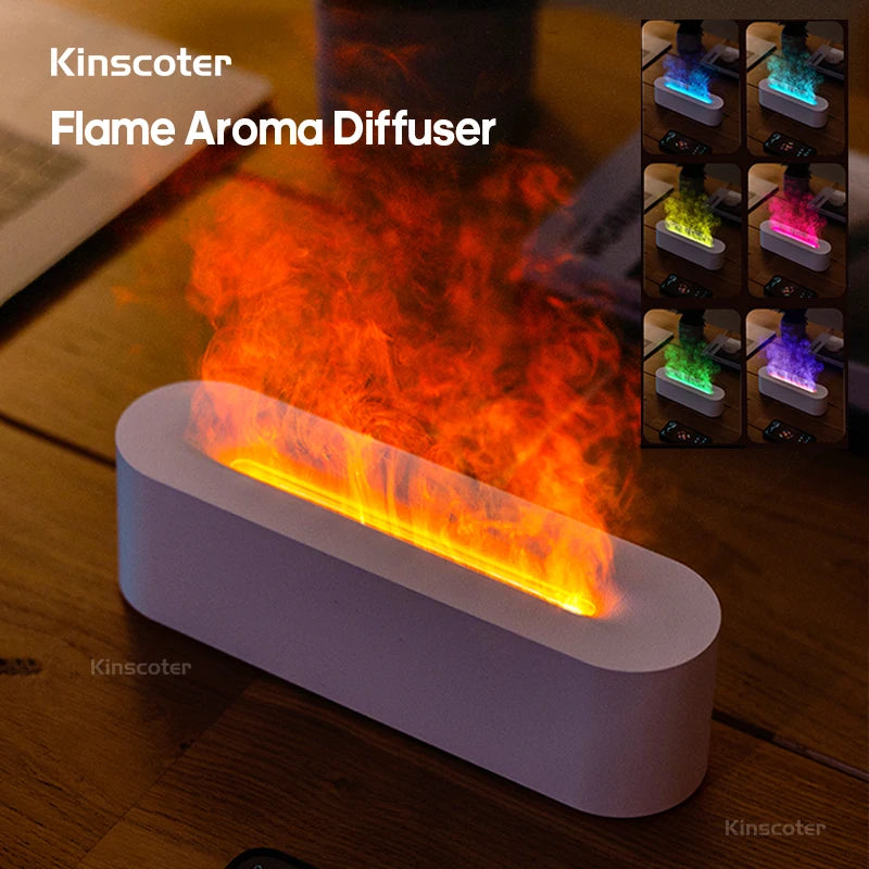 Colorful Flame Aroma Diffuser Humidifier USB Desktop Simulation Lighting Aromatherapy Purifier Air Ultrasonic Cool Mist Diffuser