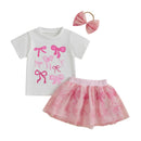 Girls Floral Print Ruffle Sleeve Top and Denim Skirt Set with Matching Headband - Summer 3PCS Outfit for Girls