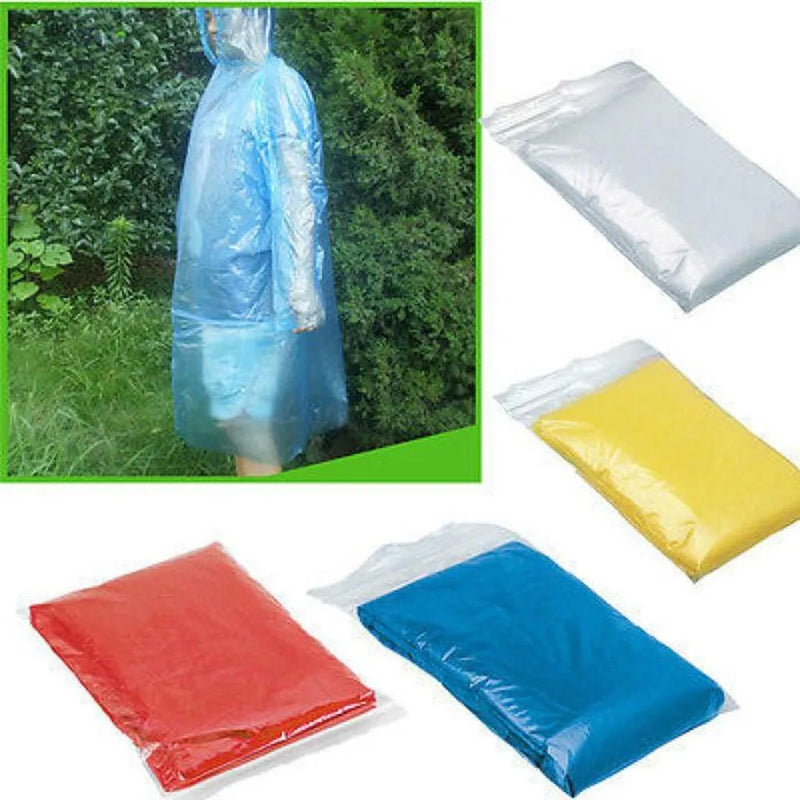 5-50pcs Disposable Waterproof Raincoat Outdoor Hiking Mountain Travel Emergency Transparent Portable Adult Poncho Rain