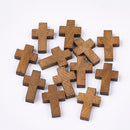 100-200Pcs Wooden Cross Pendants Printed Wood Charms For Easter Jewelry Bracelet Necklace Making Findings Mxied Color