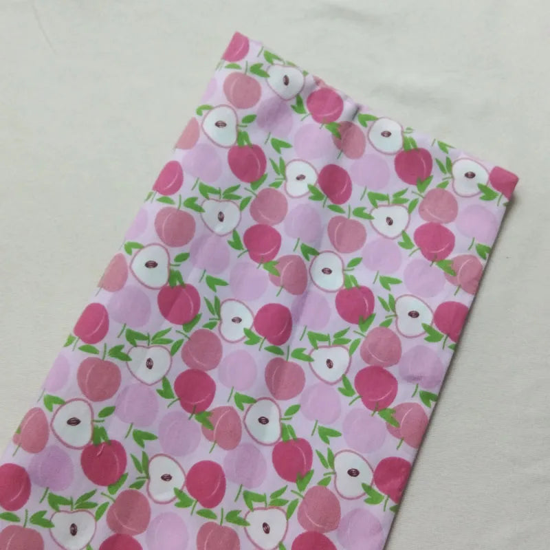 Graceful Pink Green Stripe Fruit  Series Apple Banana Printed Cotton Fabric 50x160cm For DIY Sewing Bedding Quilting Cloth Decor