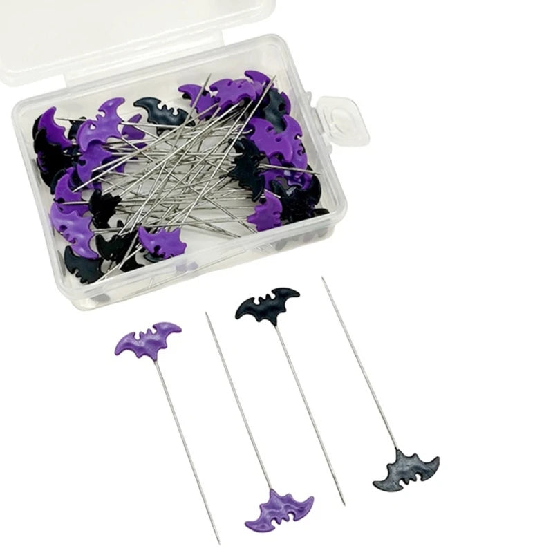 50/100pcs Dressmaking Pins Embroidery Patchwork Pins Accessories Halloween Bat Sewing Needle DIY Sewing Tools Decoration