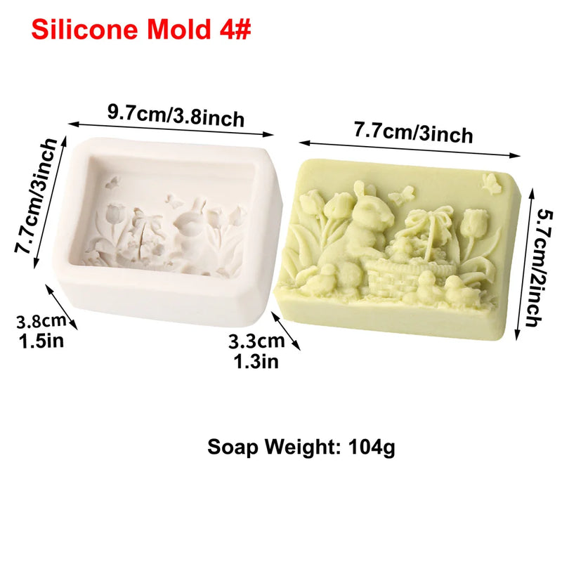 Easter Rabbit Silicone Soap Mold Bunny with Flower Round Silicone Molds Diy Cake Decorative Mousse Baking Tool Festival Gifts