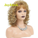 Joy&luck Short Curly Wig Synthetic Hair Wigs Gold Mix Blonde Color Women's Full Wig with Bangs Natural Daily Hair Style