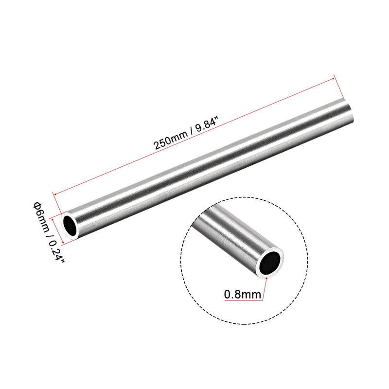 uxcell 2pcs 6mm 7mm 8mm 9mm 10mm OD 304 Stainless Steel Round Tubing Seamless Straight Pipe Tube 250mm Length трубка