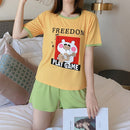 Hot sale Summer Shorts Pajama Sets for Women Short Sleeve Sleepwear Cute Girls Cartoon Pyjama Homewear Pijama Mujer Home Clothes