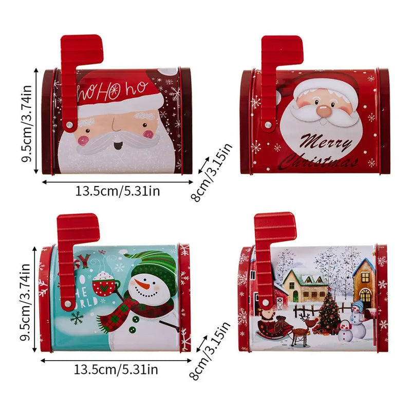 Christmas Mailbox Tin Box Candy Box Gift Box Decorations High-quality And Durable Holiday Atmosphere Supplies 1PCS