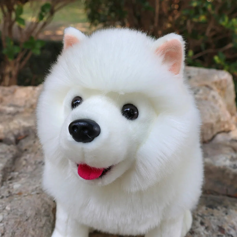 28cm Lifelike Samoyed Stuffed Toys Cute Realistic White Dog Plush Toy Puppy Plush Animals Toy Birthday Christmas Gifts