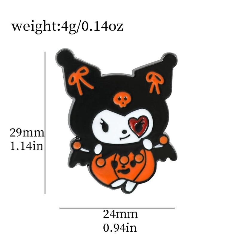 Anime Cute Enamel Pins Kitty Cat Kuromi Cinnamoroll Pom Pom Purin Brooch for Halloween Clothing Accessories Gifts